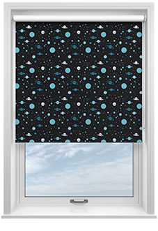 Space Explorer, Interstellar Teal - Twist&Fit Roller Blind